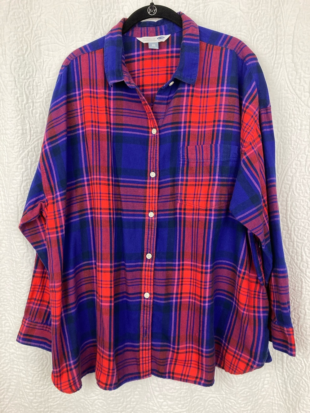 Old Navy Women’s The Boyfriend Shirt Red Buffalo Plaid Flannel sz XXL